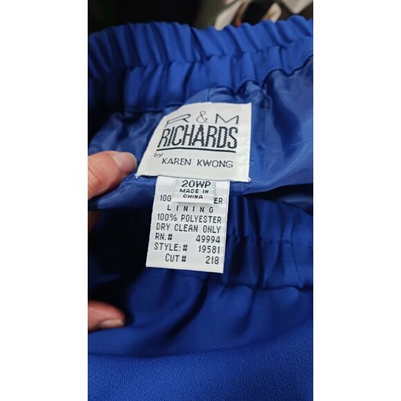 R & M Richards by Karen Kwong Outfit Skirt Jacket Size 20WP Blue 100% Polyester - Picture 4 of 9
